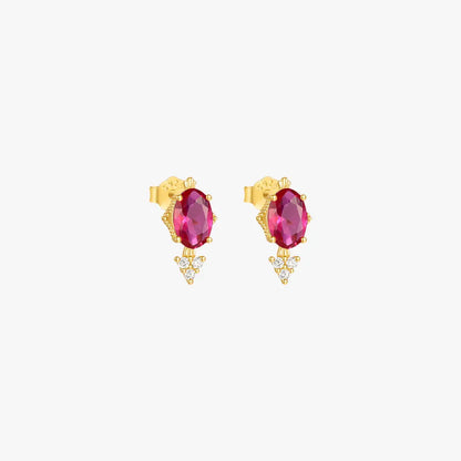 Red ruby and gold diamond earrings for a luxurious look.
