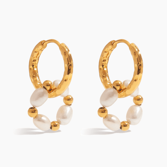 Ripple Pearl Loop Earrings - mifjewelry