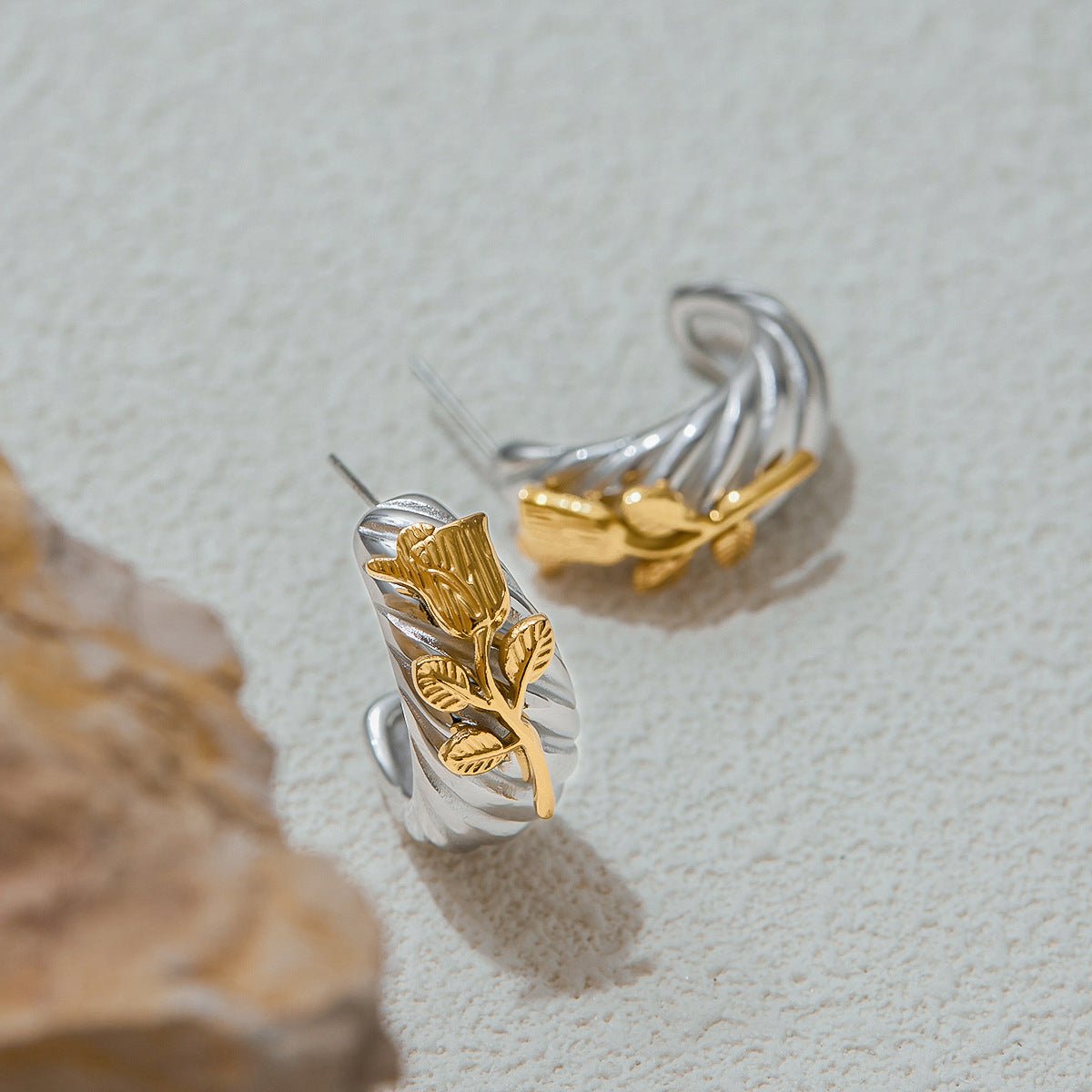 Rose Relic Ear Hoops - mifjewelry
