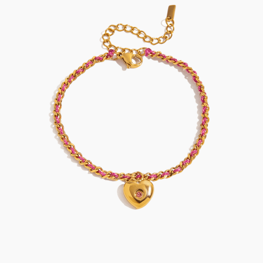 Rosy Heart Rope Chain Bracelet - mifjewelry