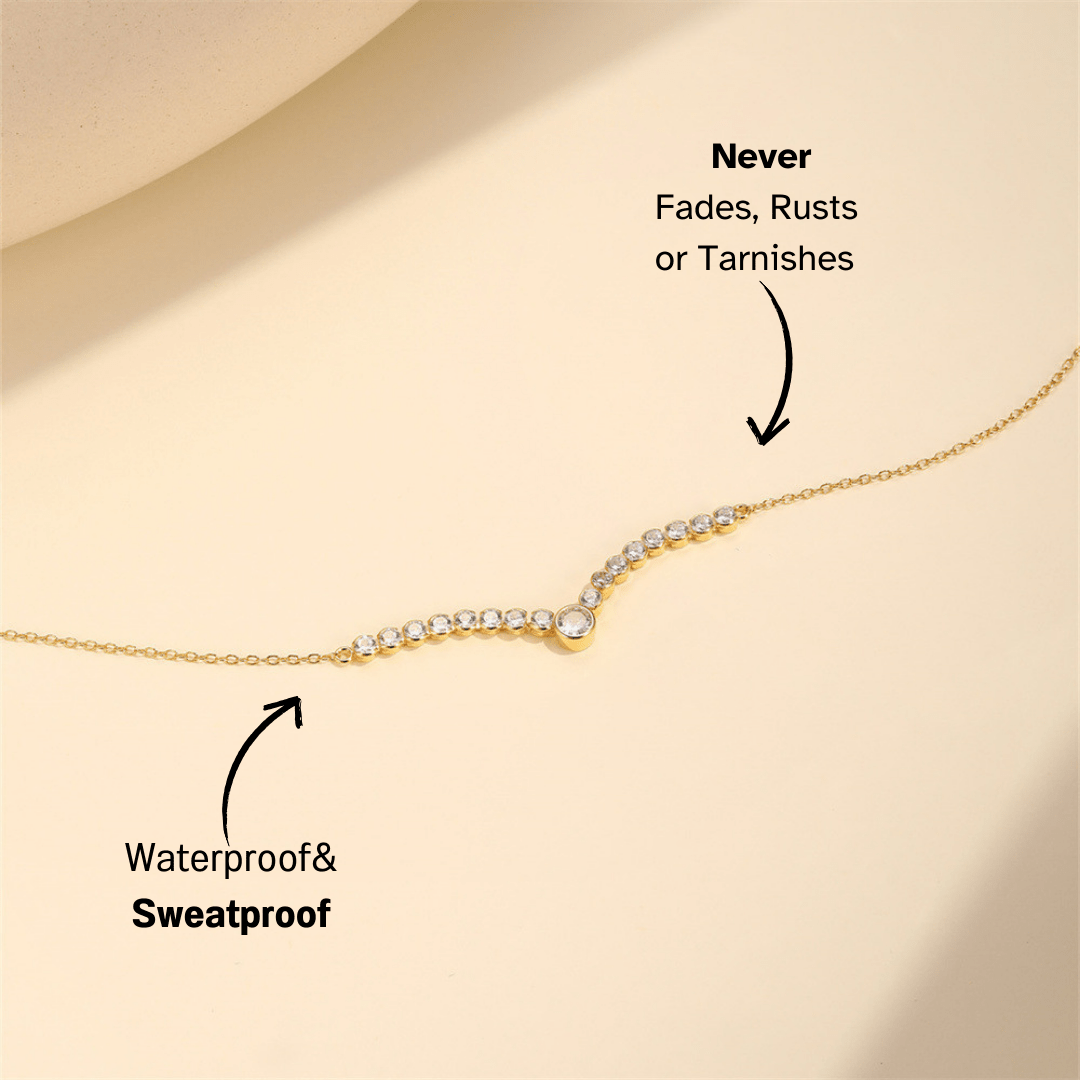 Round Zirconia V - Shaped Necklace - mifjewelry