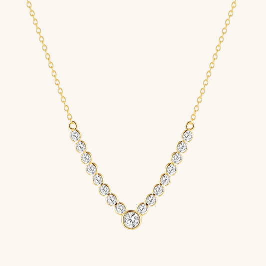 Round Zirconia V - Shaped Necklace - mifjewelry