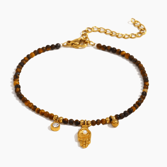 Sacred Hamsa Beaded Bracelet – Earth Brown - mifjewelry