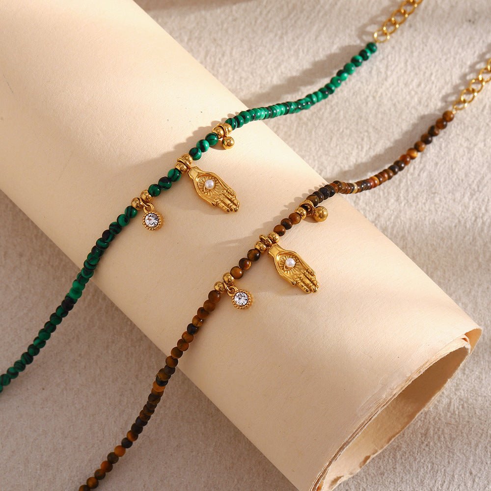 Sacred Hamsa Beaded Bracelet – Earth Brown - mifjewelry