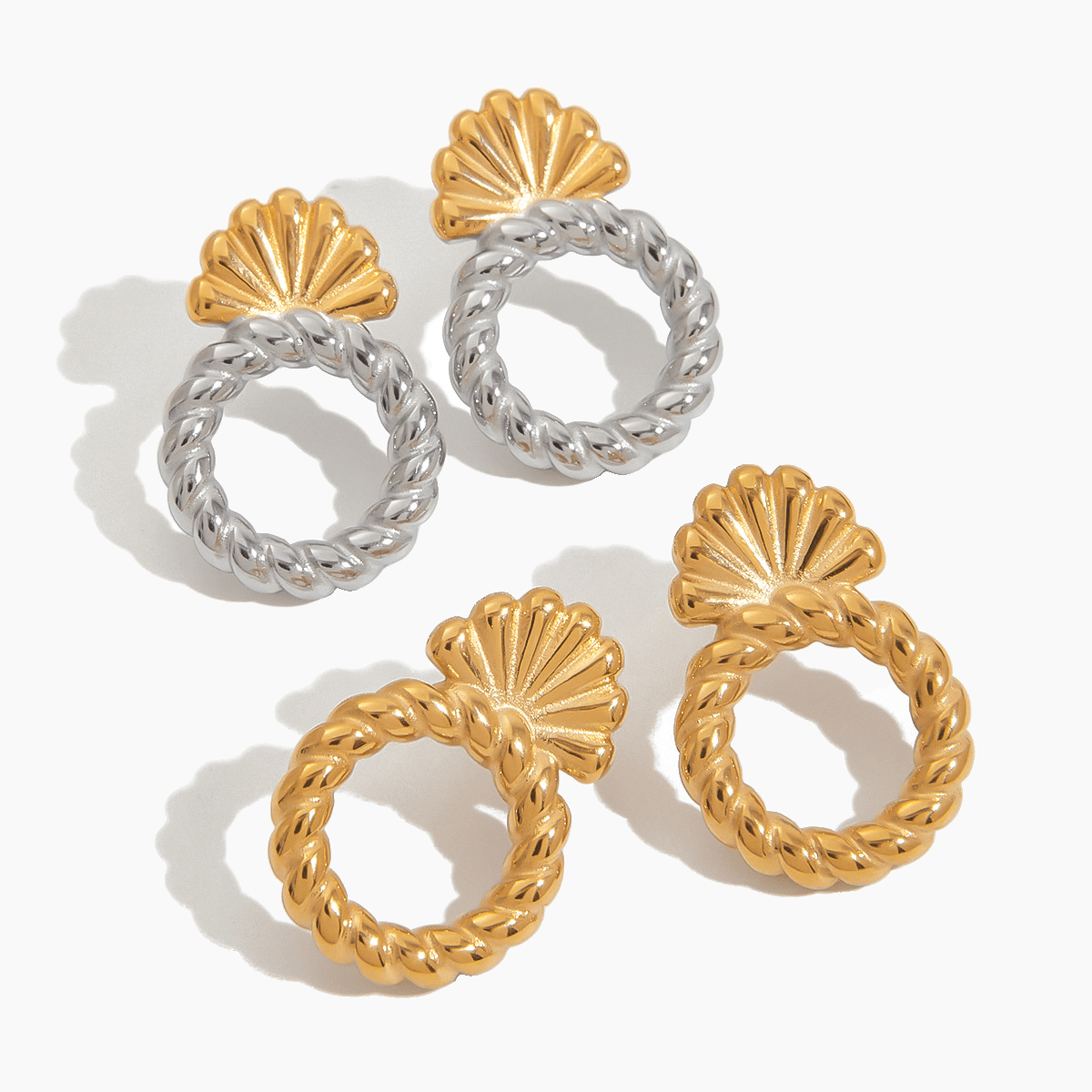 Shell Crest Knot Studs - Silver - mifjewelry