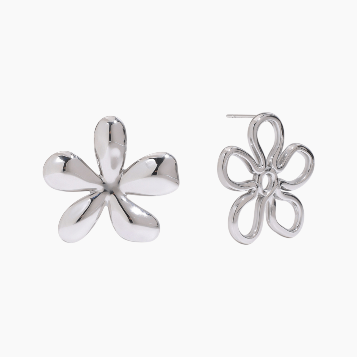 Silver Bloom Petal Studs - mifjewelry