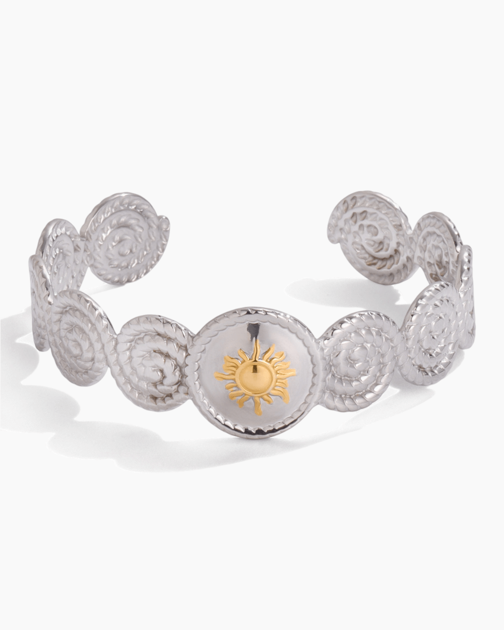 Silver & Gold Sunburst Open Cuff - mifjewelry