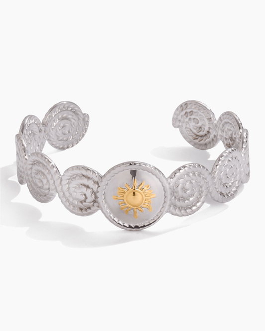 Silver & Gold Sunburst Open Cuff - mifjewelry