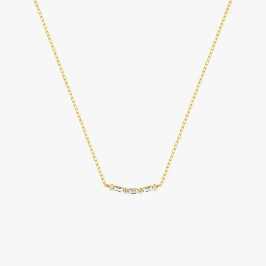 Single Row Square Zircon Pendant Necklace - mifjewelry