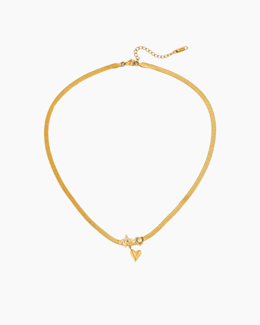 Sleek Heart Herringbone Necklace - mifjewelry