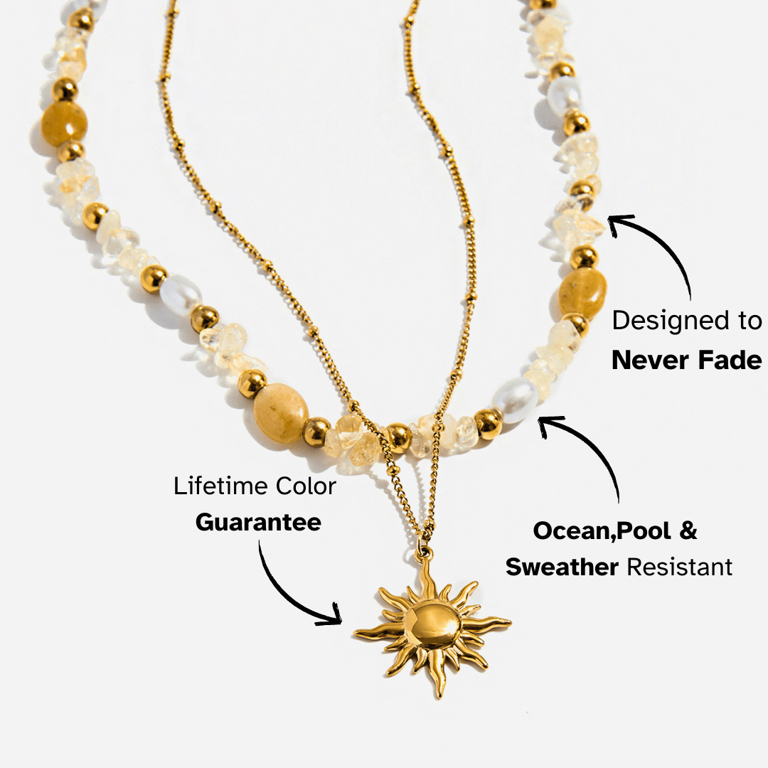Solar Glint Gemstone Layered Necklace - mifjewelry