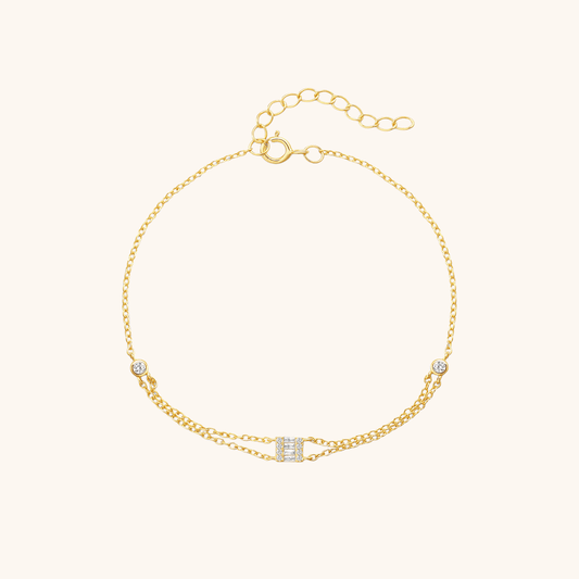 Square Charm Bracelet with Zirconia - mifjewelry