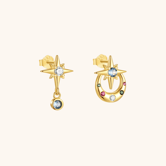 Star and Moon Mismatched Earrings - mifjewelry