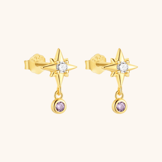 Star and Zirconia Drop Earrings - mifjewelry