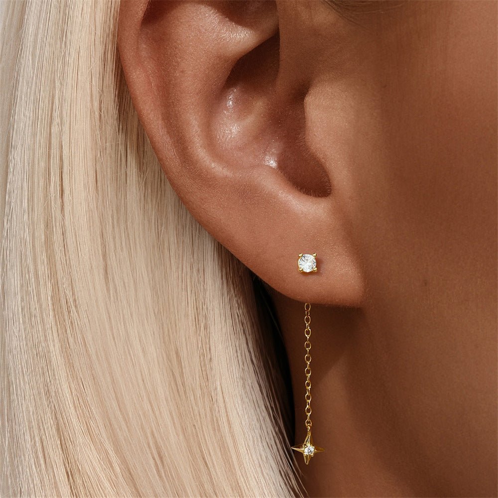 Star Drop Earrings with Zirconia - mifjewelry