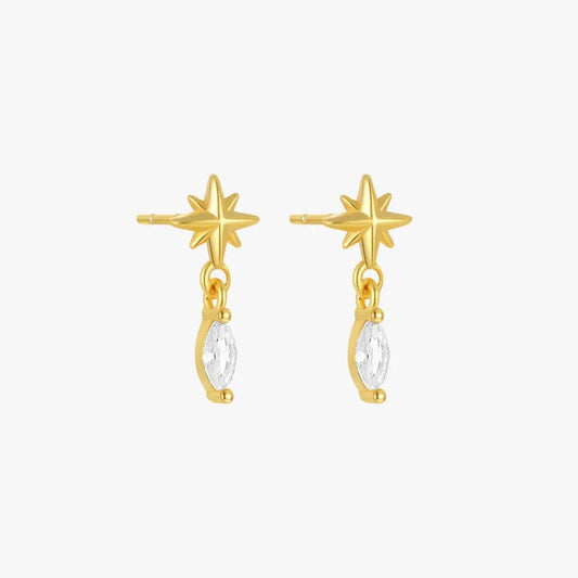 Star Drop Earrings with Zirconia - mifjewelry