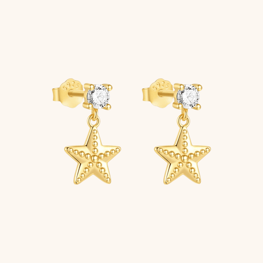 Star Shaped Drop Earrings with Zirconia - mifjewelry