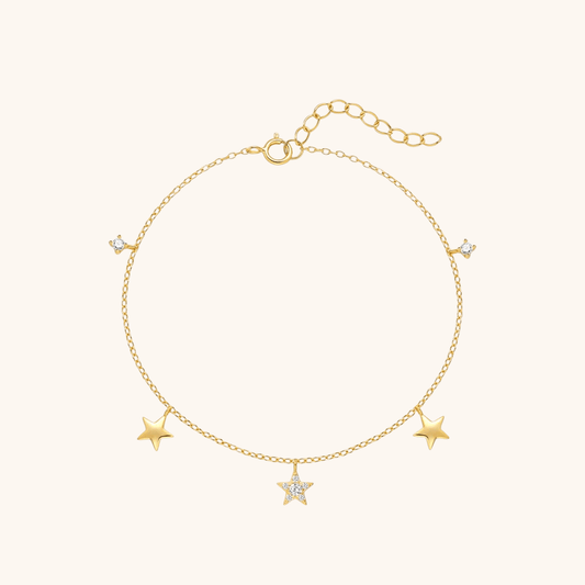 Star & Zirconia Charm Bracelet - mifjewelry