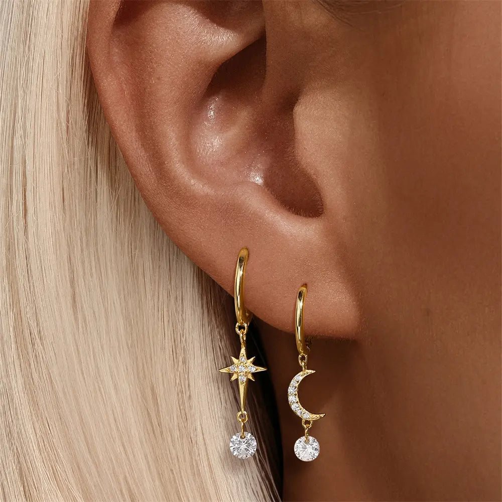 Starburst Drop Hoop Earrings - mifjewelry