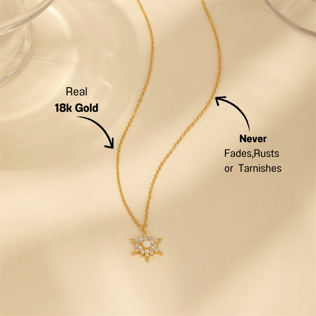 Starburst Pendant Necklace with Zirconia - mifjewelry