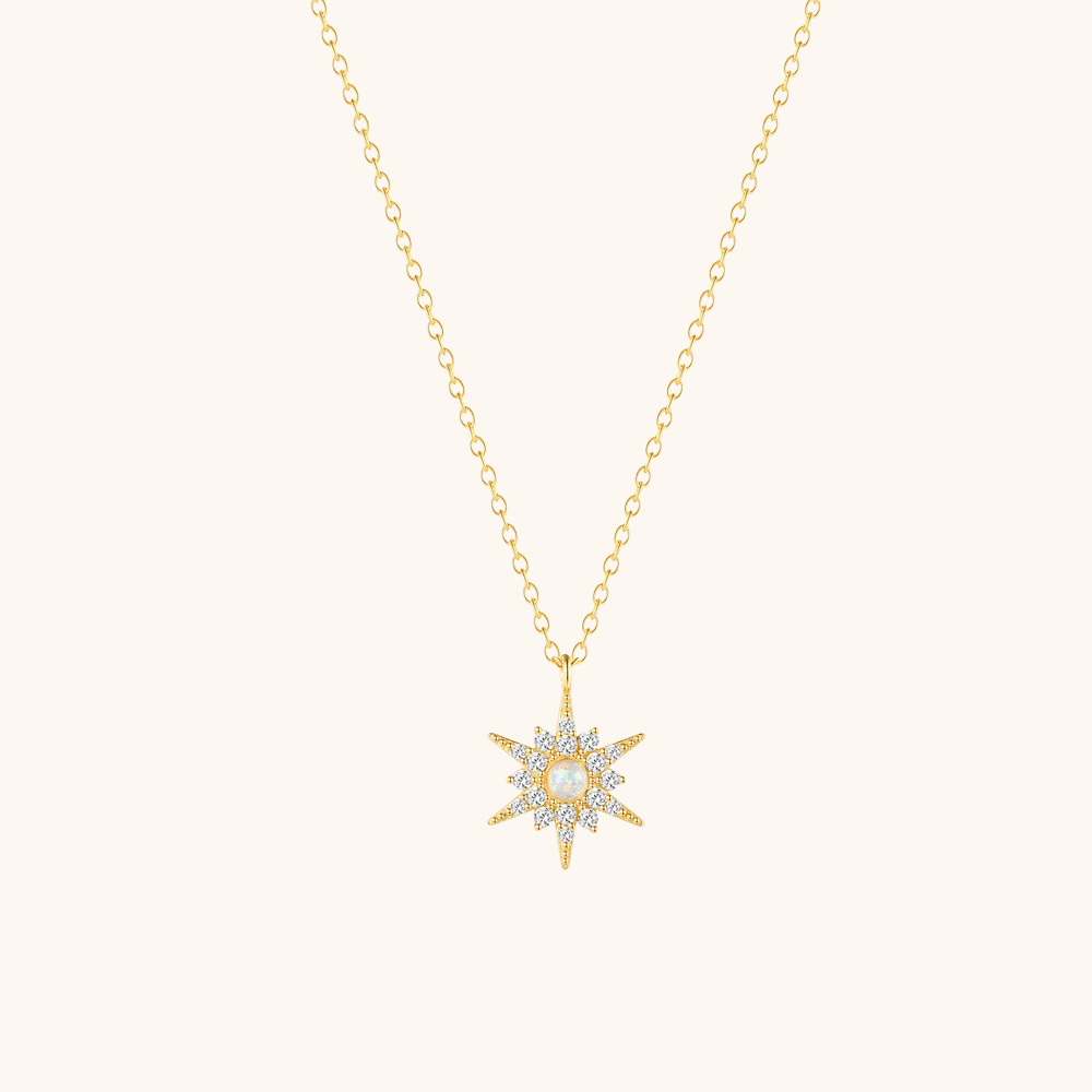 Starburst Pendant Necklace with Zirconia - mifjewelry