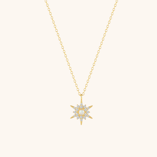 Starburst Pendant Necklace with Zirconia - mifjewelry