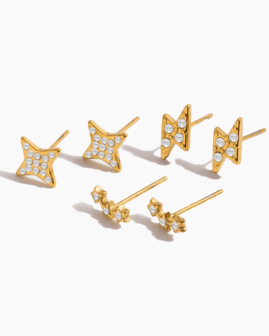 Starlight Spark Trio Stud Earrings - mifjewelry