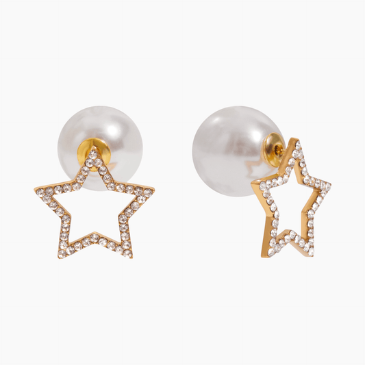 Starlit Pearl Stud Earrings - mifjewelry