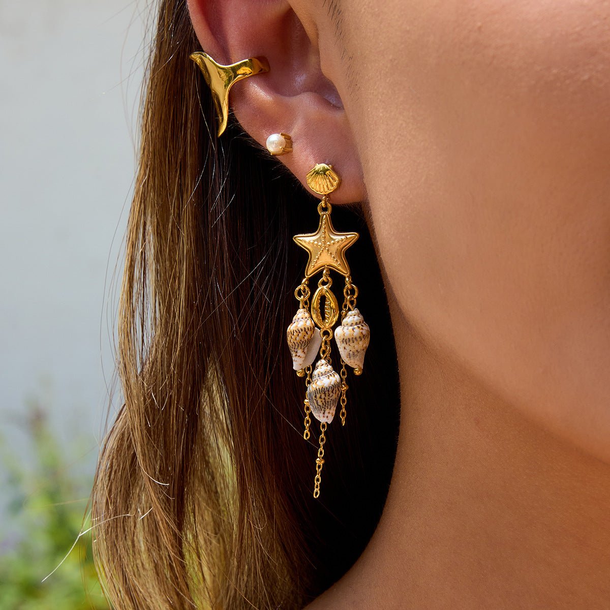 Starshore Shell Dangle Earrings - mifjewelry