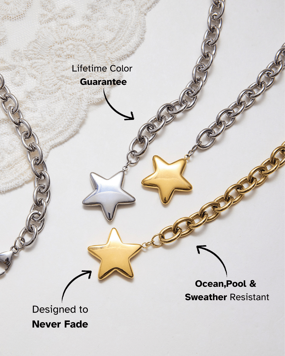 Stellar Bold Chain Necklace – Golden & Silver Mix - mifjewelry