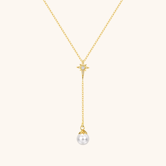 Sterling Silver Pearl Star Y - Shaped Necklace - mifjewelry