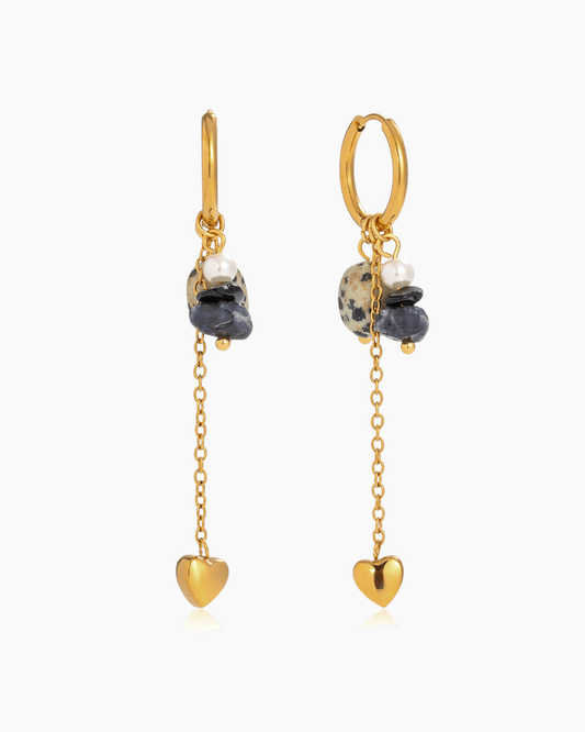 Stone Heart Drop Earrings - mifjewelry