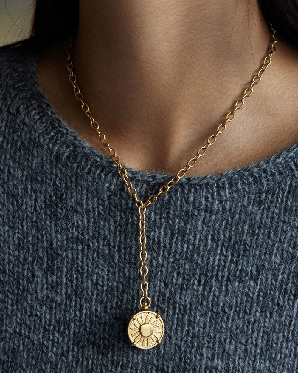 Sun Emblem Drop Necklace - mifjewelry