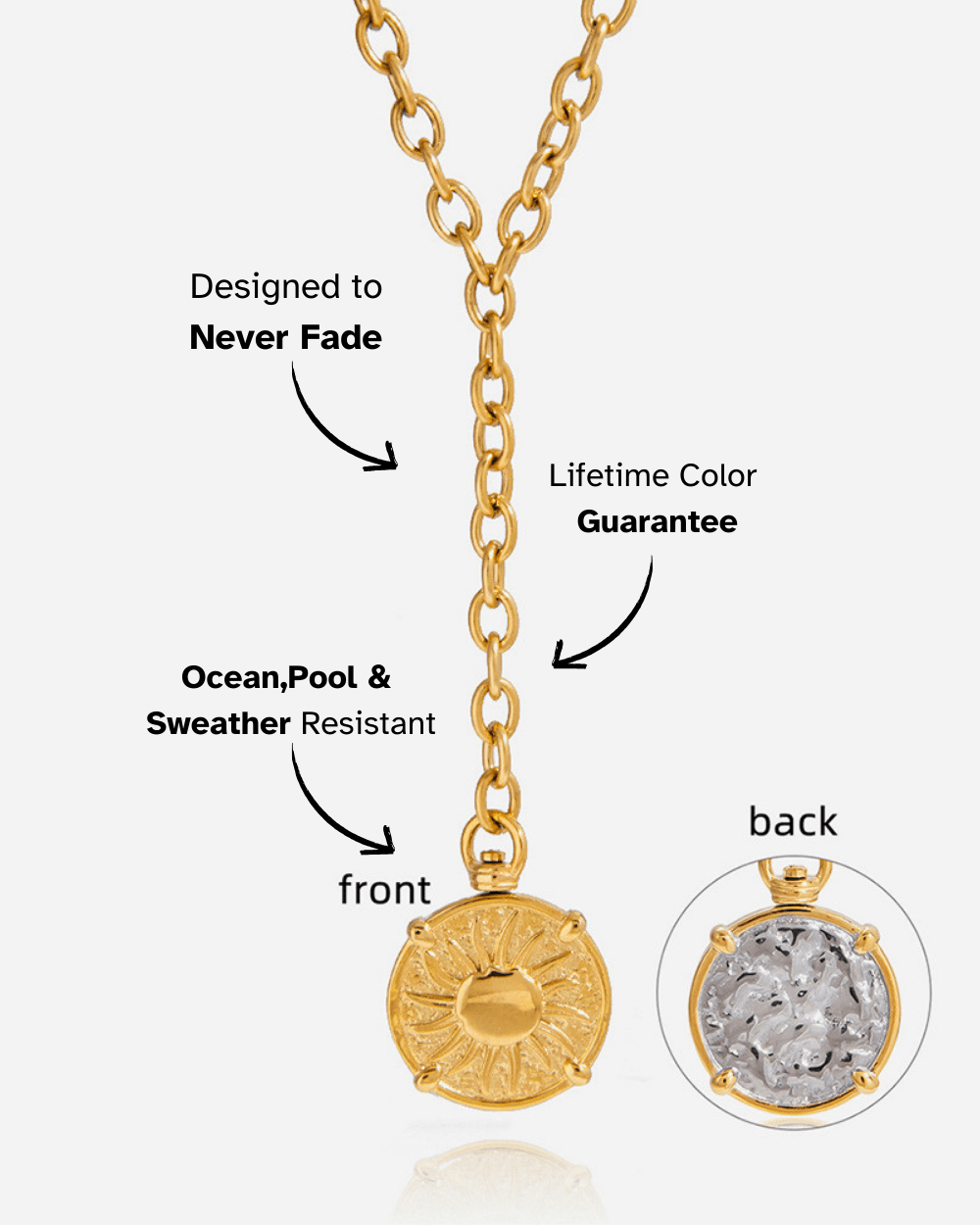 Sun Emblem Drop Necklace - mifjewelry