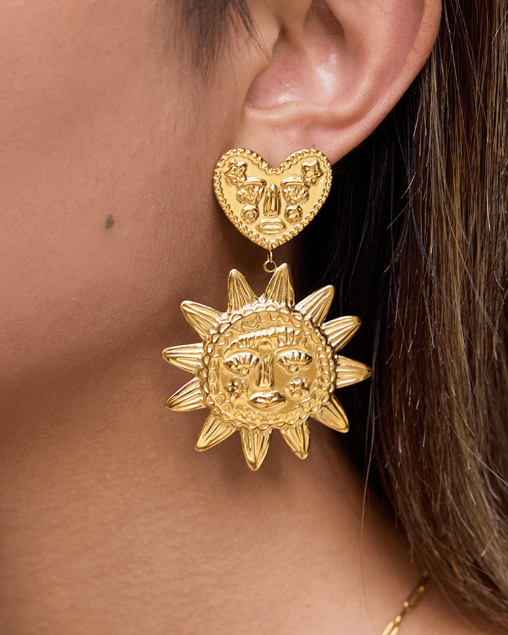Sun & Heart Statement Earrings - mifjewelry