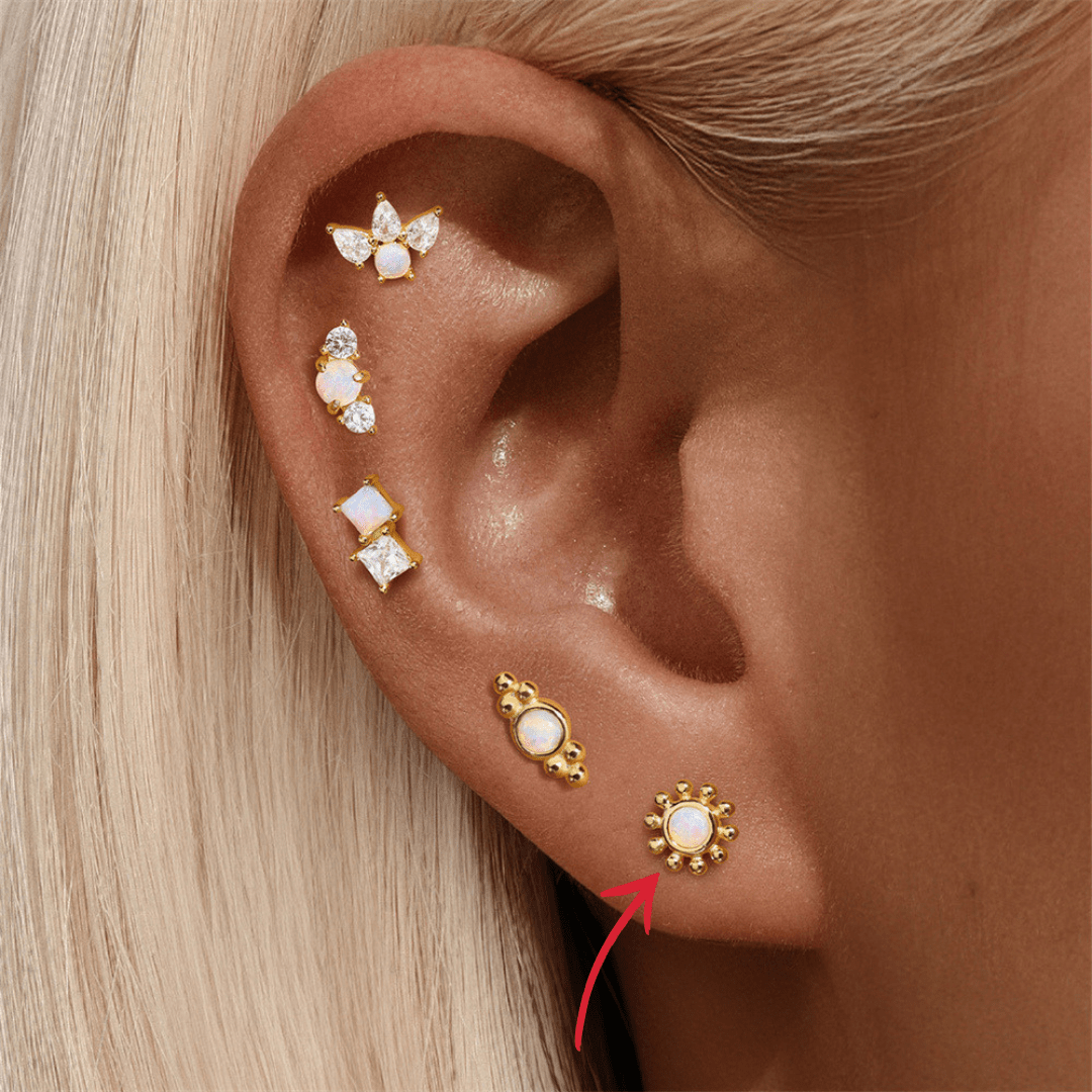 Sunburst Opal Labret Stud Earrings - mifjewelry
