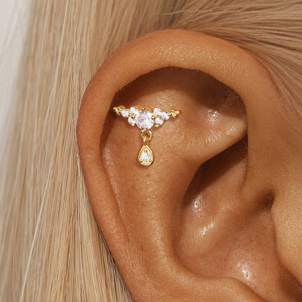 Teardrop and Zirconia Cluster Stud Earrings - mifjewelry