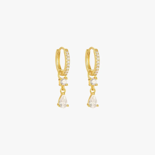 Teardrop Zirconia Dangle Hoop Earrings - mifjewelry