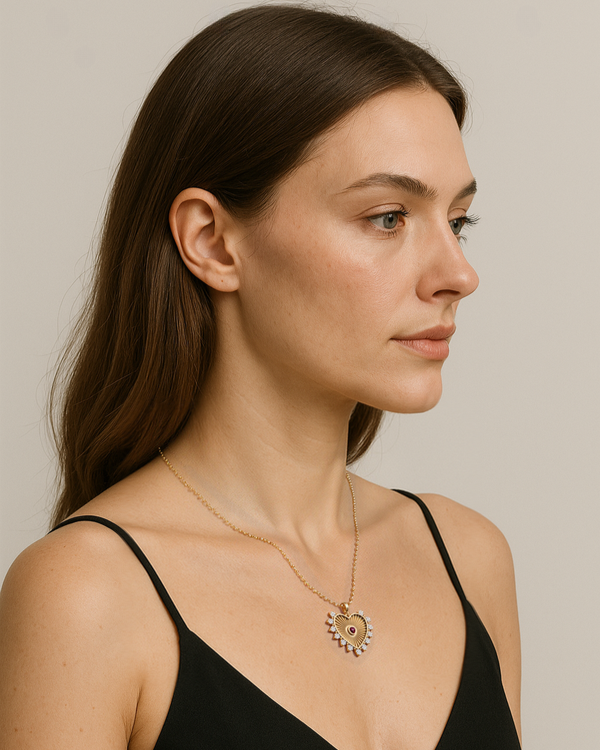 Golden Heartburst Pearl Necklace