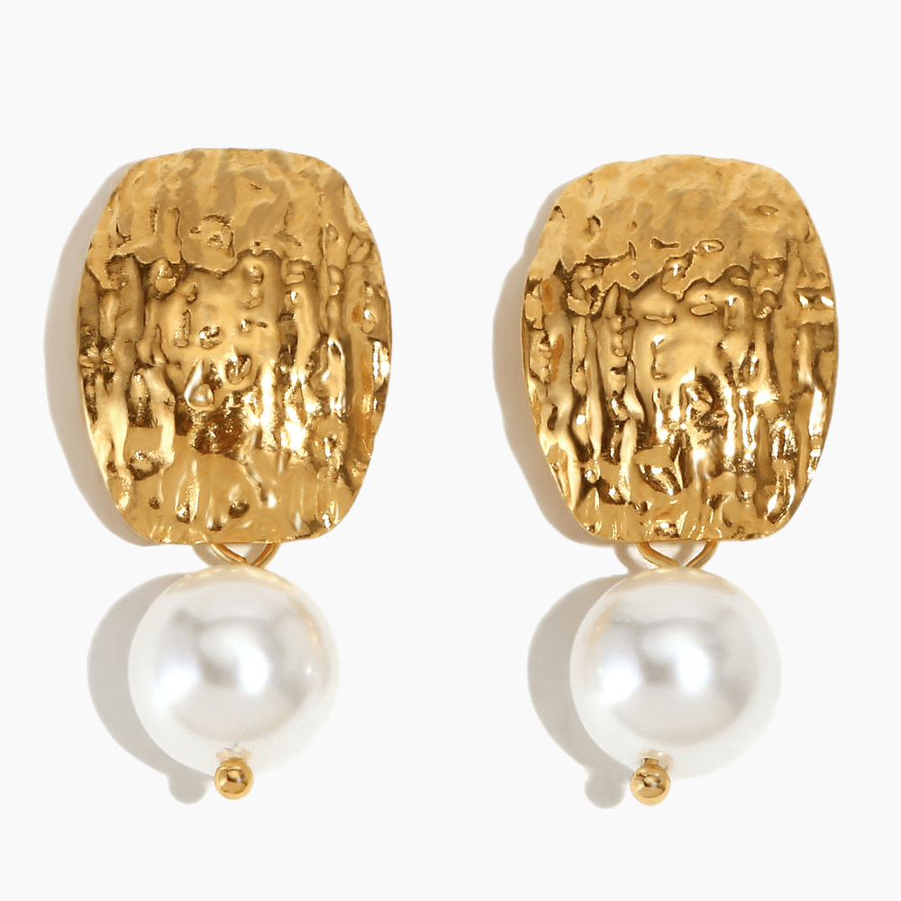 Textured Pearl Drop Earrings - mifjewelry