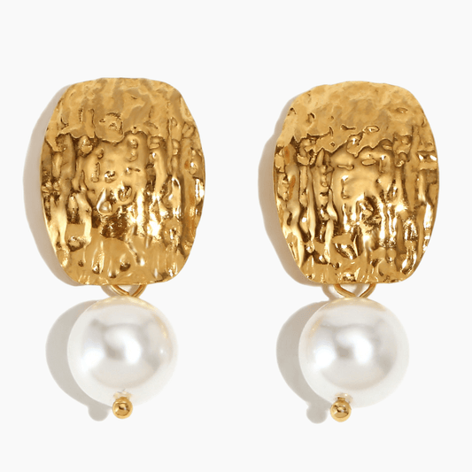 Textured Pearl Drop Earrings - mifjewelry