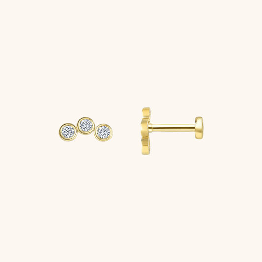 Triple Zirconia Stud Earrings - mifjewelry