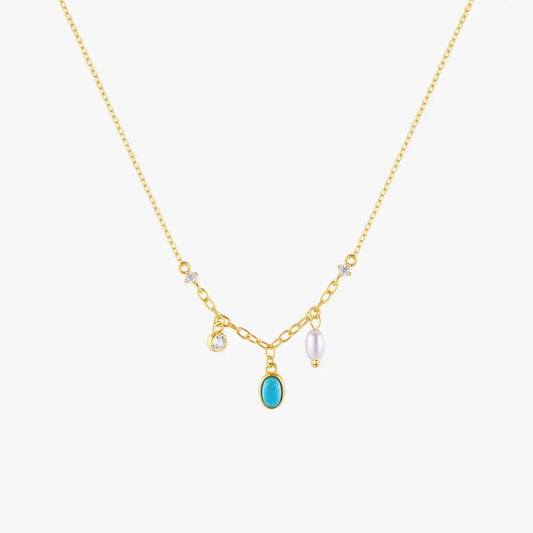 Turquoise and Pearl Pendant Necklace - mifjewelry