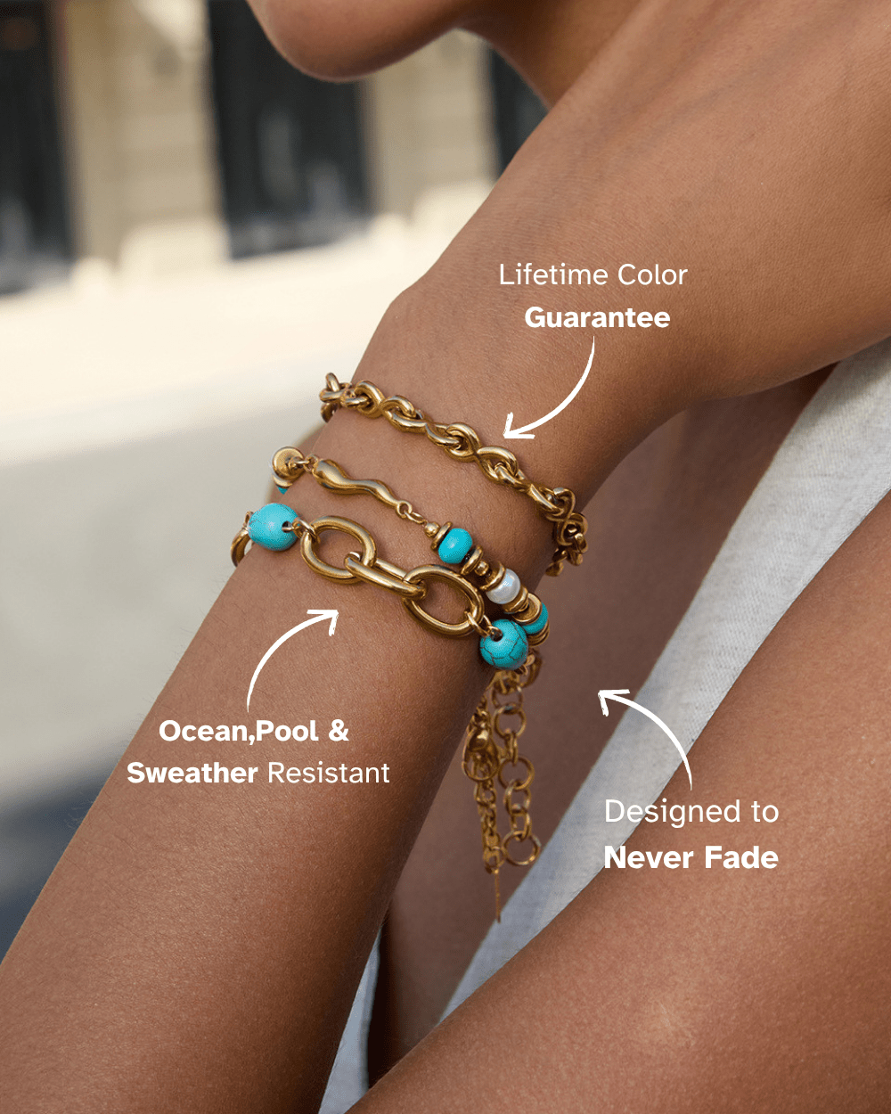 Turquoise Charm Link Bracelet - mifjewelry