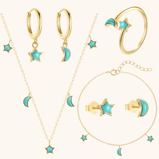 Turquoise Star & Moon Jewelry Set - mifjewelry