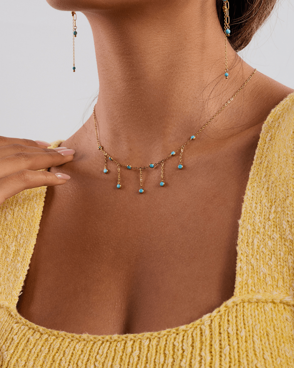 Turquoise Tassel Drop Necklace - mifjewelry