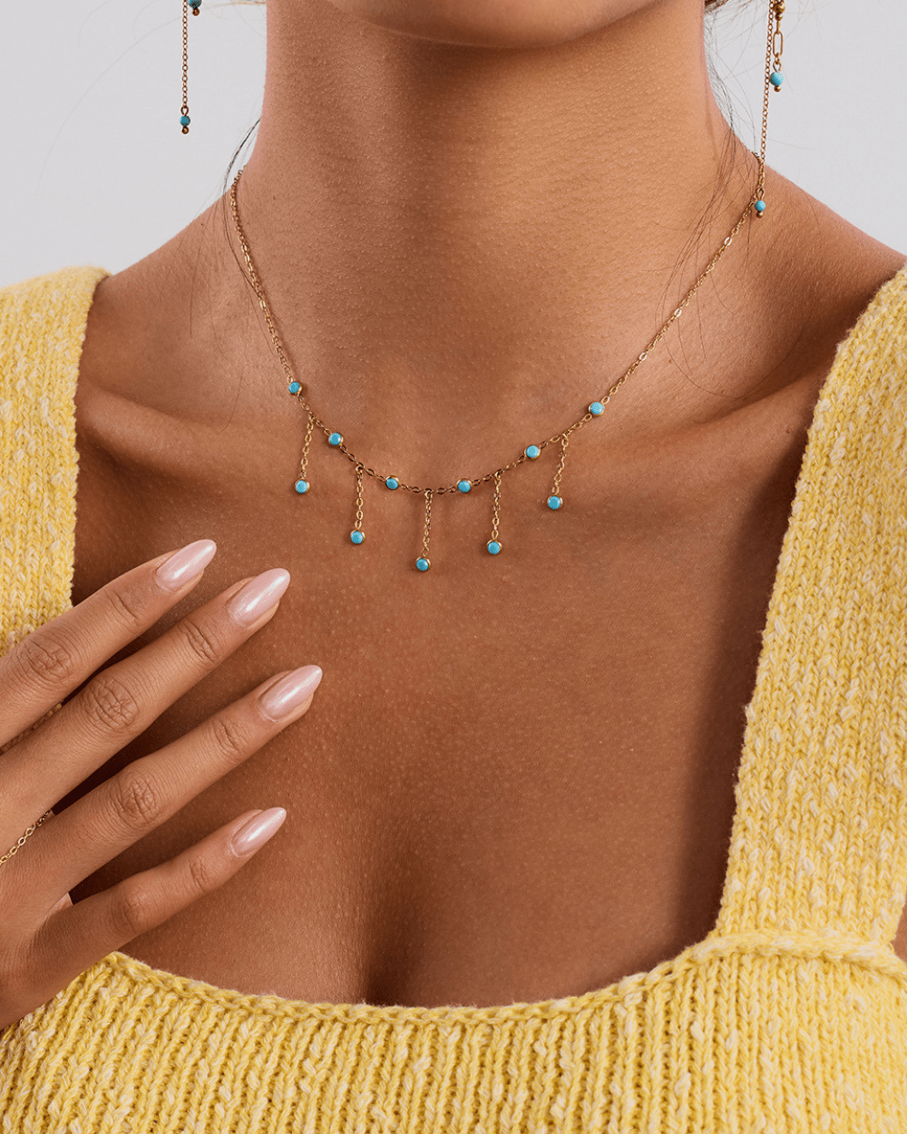 Turquoise Tassel Drop Necklace - mifjewelry