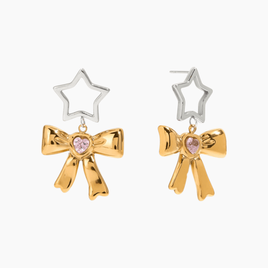 Twinkle Charm Ribbon Earrings - mifjewelry