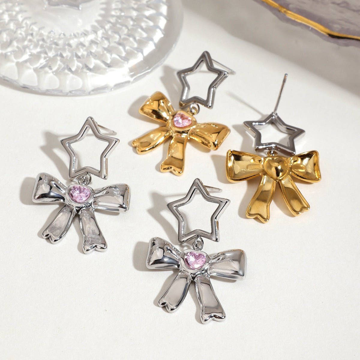 Twinkle Charm Ribbon Earrings - mifjewelry