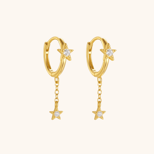 Twinkling Star Drop Hoop Earrings - mifjewelry